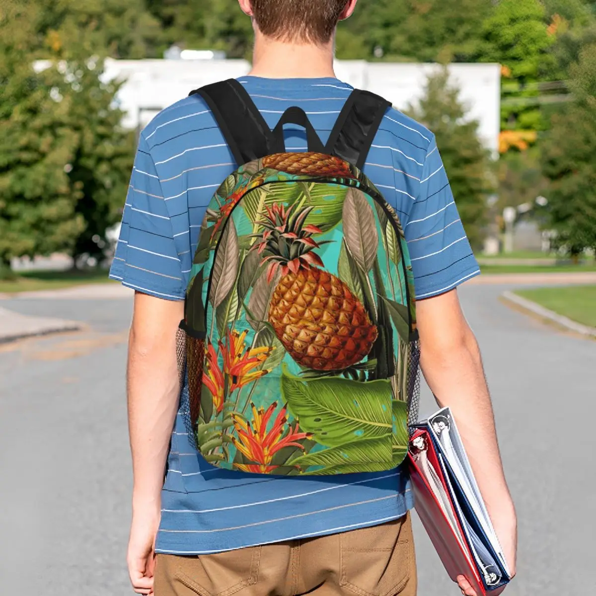 

Tropical Hawaiian Pineapple Flowers Backpack Student BookBag Children School Bag Laptop Shoulder Bags for Boys Girls