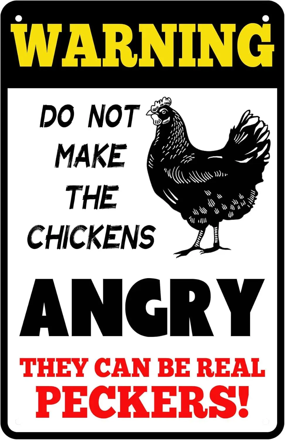Chicken Signs -Warning Do Not Make The Chickens Angry-Funny Metal Farm Tin Sign Vintage Chicken Coop Tin Signs For Farmhous sign