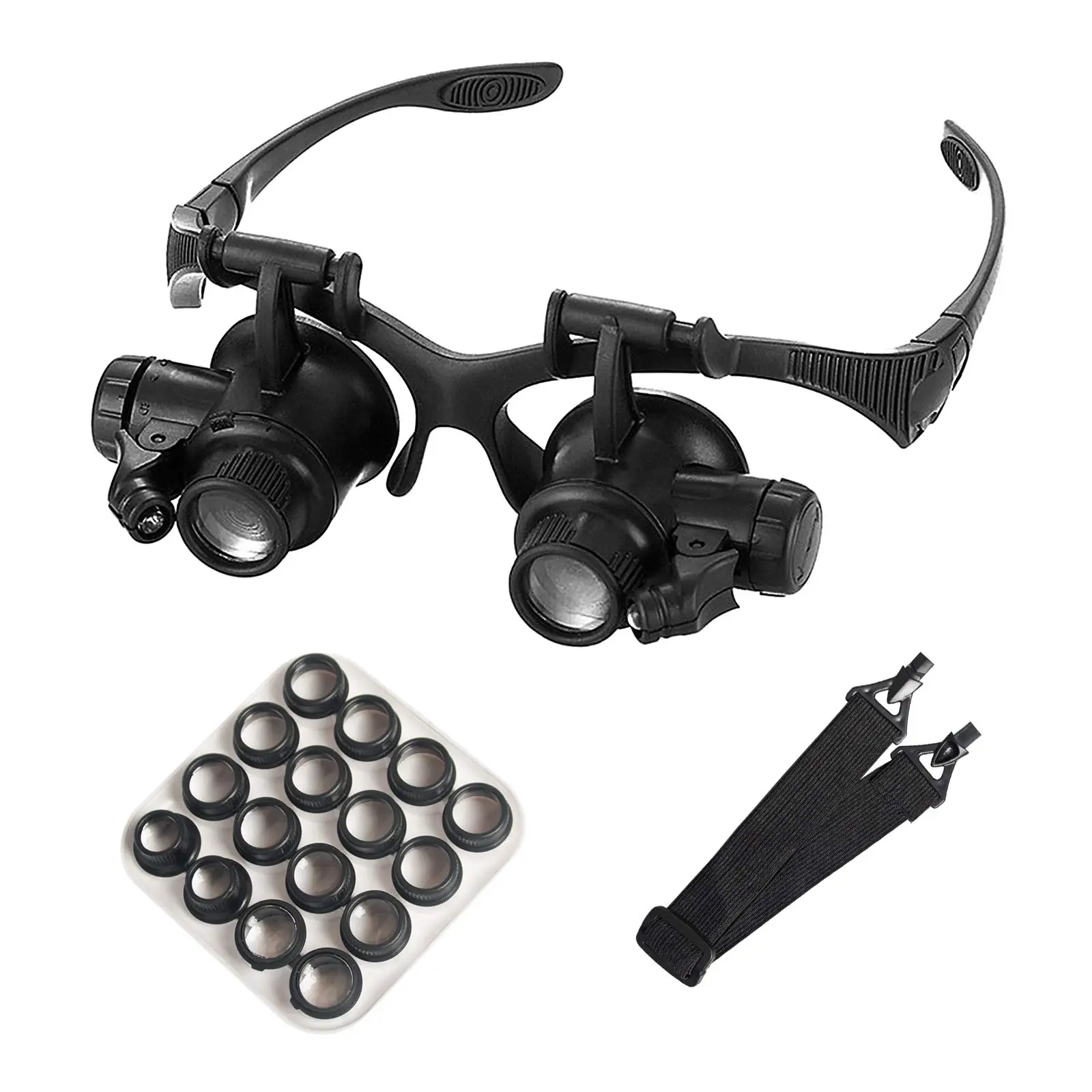 Joalheiros Lupa Lupa com Luz Led Cabeça de Relojoeiro 16 Lentes 2.5x 4x 6x 8x 10x 15x 20x 25x