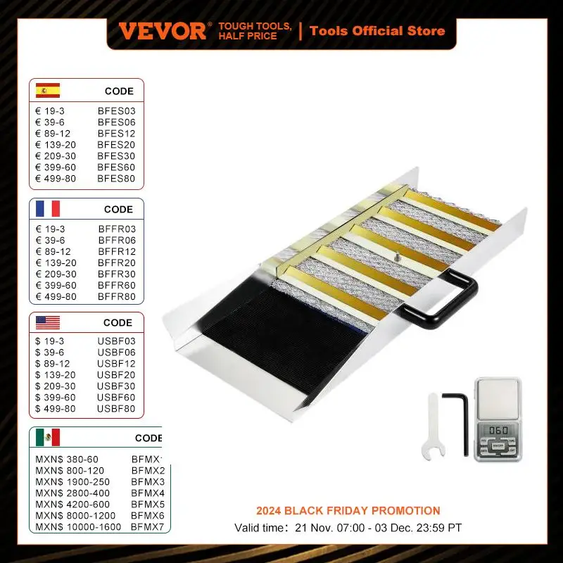 

VEVOR Aluminum Alloy Sluice Box with Digital Pocket Scale 24/30/36/50in Portable Manual Gold Jewelry Panning Prospecting Tools