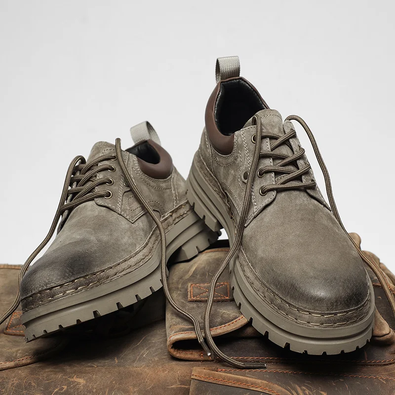 High Quality Men Leather Casual Shoes Fashion Sneakers Thick Sole Male Walking Shoes Zapatillas Hombre Spring Boots Mens Shoes
