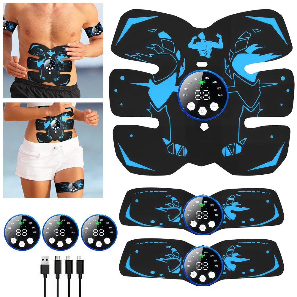 Estimulador muscular EMS inalámbrico, masajeador Abdominal inteligente para Fitness, entrenamiento eléctrico, pegatinas para perder peso, ABS, 29 niveles, 8 modos