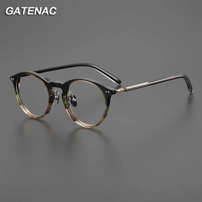 Vintage Acetate Titanium Glasses Frame Men 2023 New Prescription Myopia Eyeglasses Frame Women Retro Luxury Brand Optics Eyewear