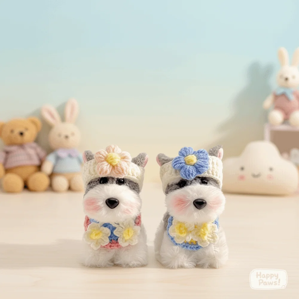 Cadeau Schnauzer pluche sleutelhanger pluizig schattig tas hanger pluche pluche pop meisje