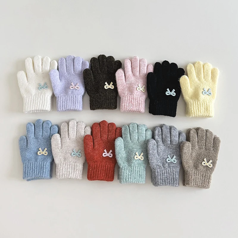 

Bows Kids Knitted Gloves for Girls Korean Sweet Winter Children Girl Gloves Warm Hands Kids Gloves 3-7Y