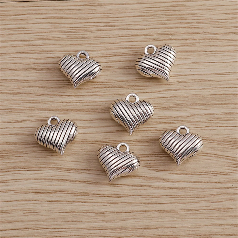 Tusember 10 Stück 13x13mm Legierung Antik-Silberfarbene Herzanhänger für Ohrringe, Halsketten, DIY-Schmuckherstellung, handgefertigte Bastelarbeiten – Detail 6