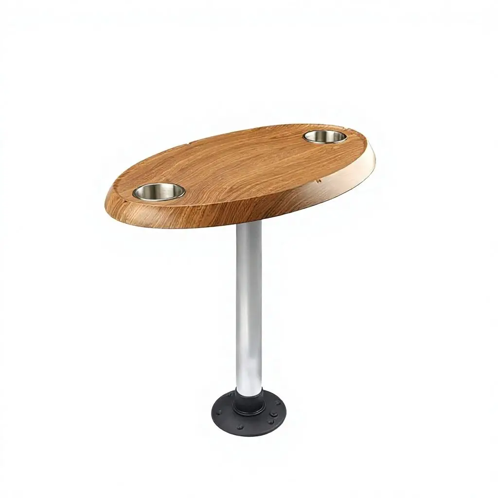 Fixed-Height Marine Dining Table with Detachable Mount – Heavy Duty Aluminum Stand for Yacht, Boat & RV