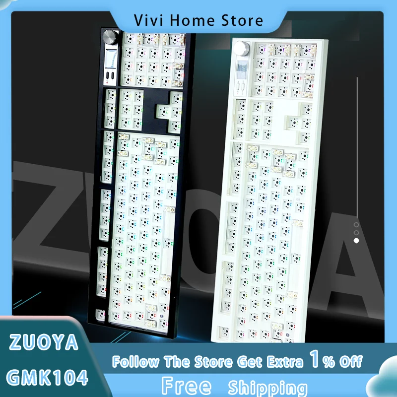 

ZUOYA GMK104 Mechanical Keyboard Kit Tri-Mode Bluetooth Wireless RGB Hot Swap via Custom Gaming Keyboard Kit