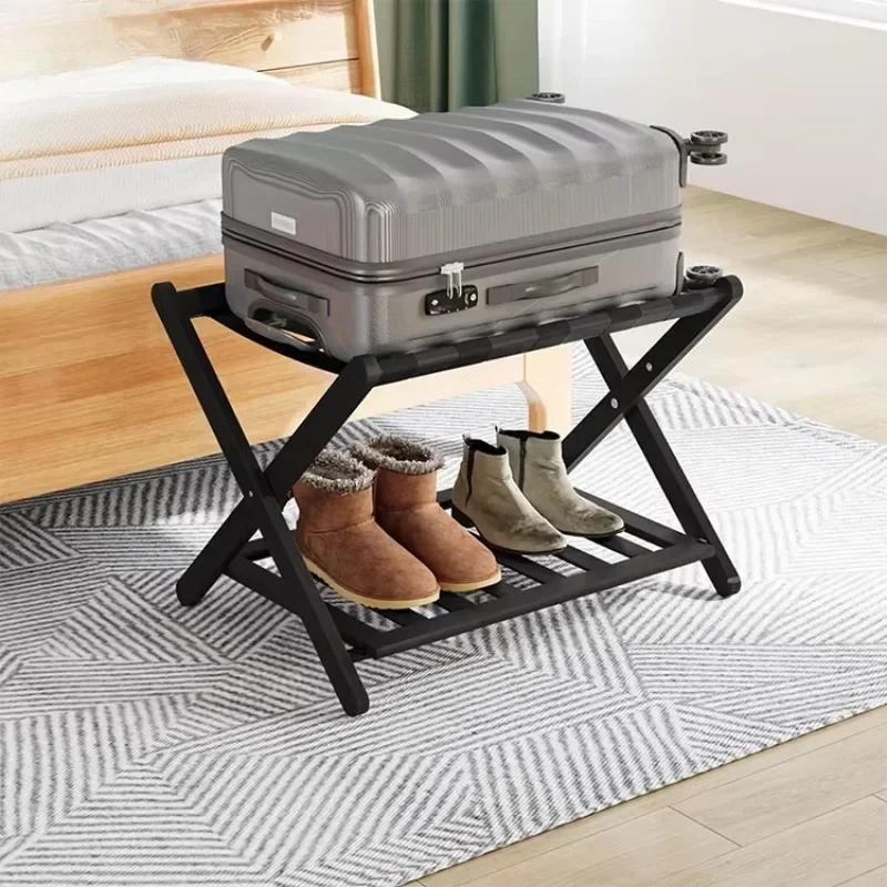 

Easy Assembled Suitcase Stand Luggage Rack for Guest Room Home Bedroom Hotel Guest Room Folding Luggage Racks with Shelf