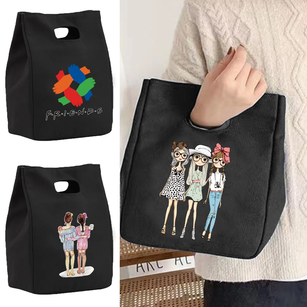 Portable Thermal Bag Lunch Bag Friends Element Print Fridge Cooler handbag Lunch Box Tote Thermal Food Bags Durable Bento Pouch