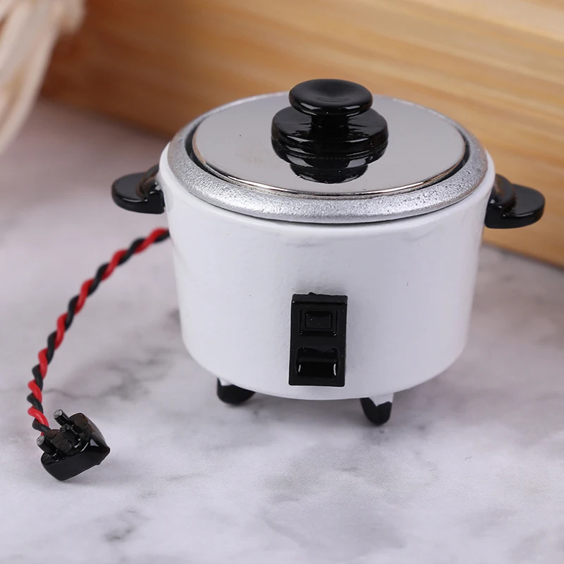 Miniatura de Panela de Arroz em Escala 1/12 para Casa de Bonecas, Modelo de Simulação de Eletrodoméstico de Cozinha, Acessórios para Brinquedos de Faz de Conta, Presente
