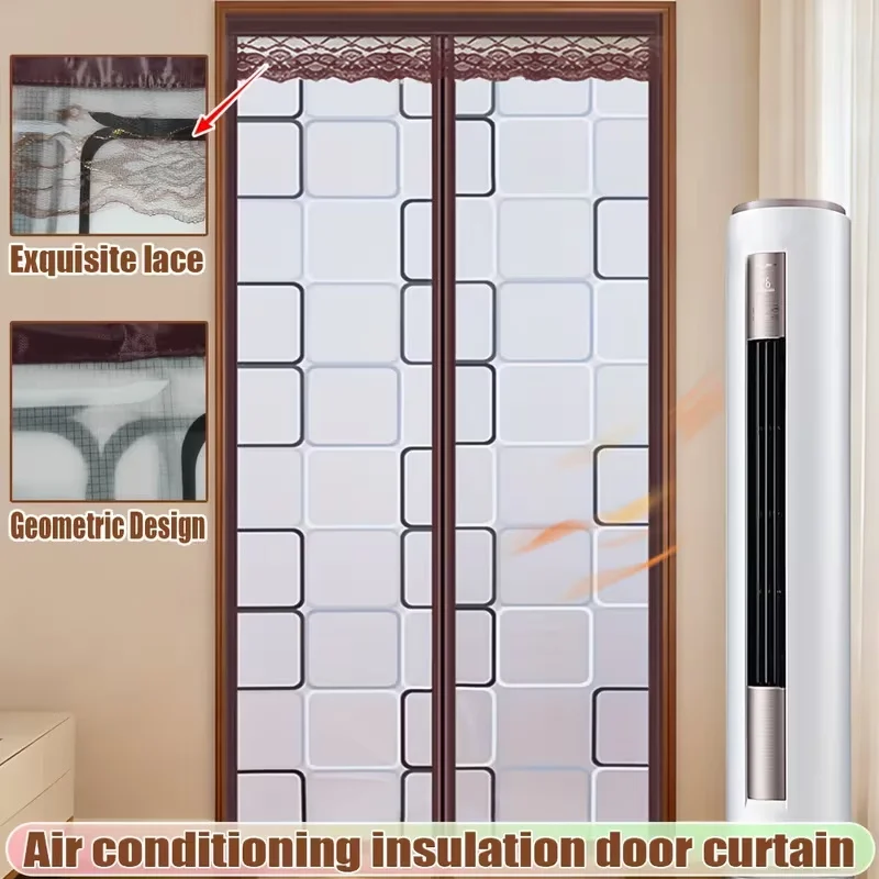 Magnetic self closing air conditioning door curtain - Four season insulated air conditioning partition, mosquito proof