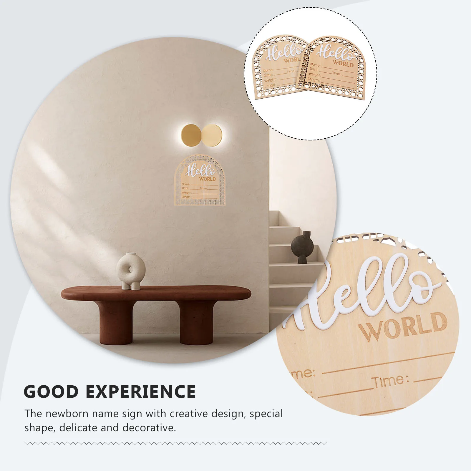 

2Pcs Newborn Birth Announcement Sign Wooden Baby Name Board Nursery Decoration Photography Prop Gift Baby Announcement Sign