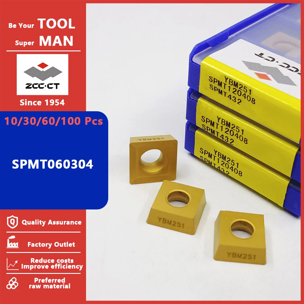

ZCCCT Original Genuine SPMT060304 SPMT060304-KT Milling Carbide Insert Blade SPMT 060304 Lathe Turning Cutting Tool