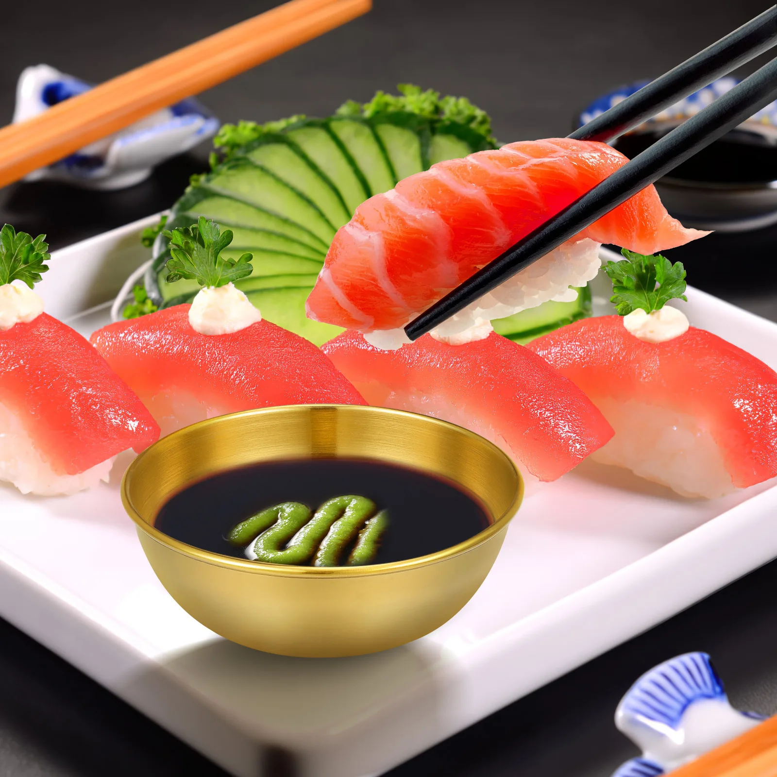 

10pcs Stainless Steel Plates Round Seasoning Dishes For Sauce Vinegar Soy Holder Appetizer Plate Spice Bowl Mini Condiment