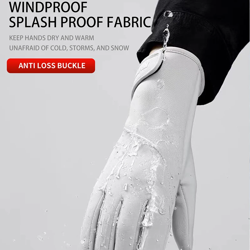 Women Winter Warm Gloves Cold Resistant Flip Touch Screen Windproof Anti‑Slip Adjustable Cuff for Skiing Cycling Outdoor Sports