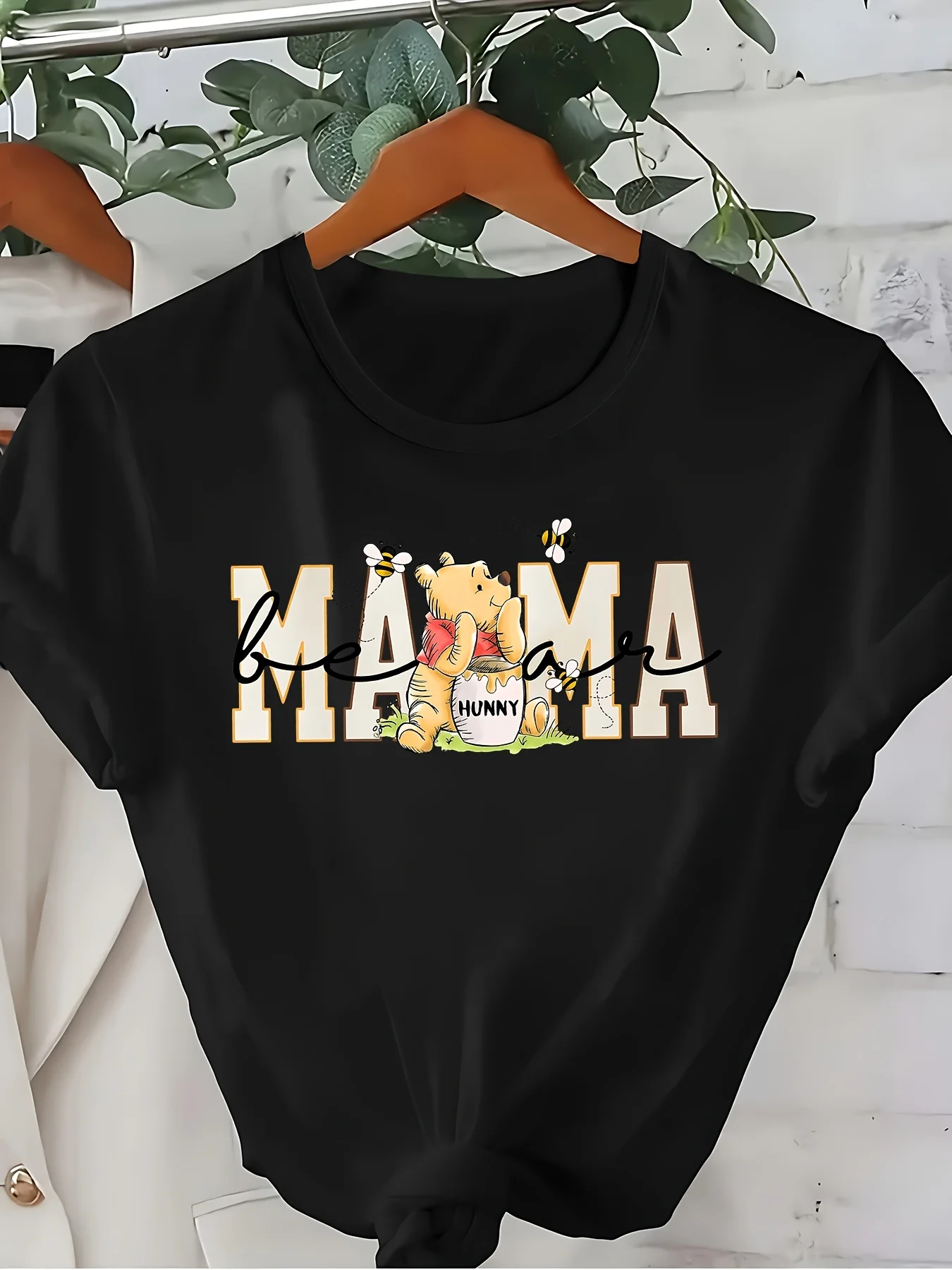 

Повседневная футболка Disney с изображением Винни-Пуха для мам, хлопковая футболка с принтом, модный подарочный топ большого размера, дышащая одежда