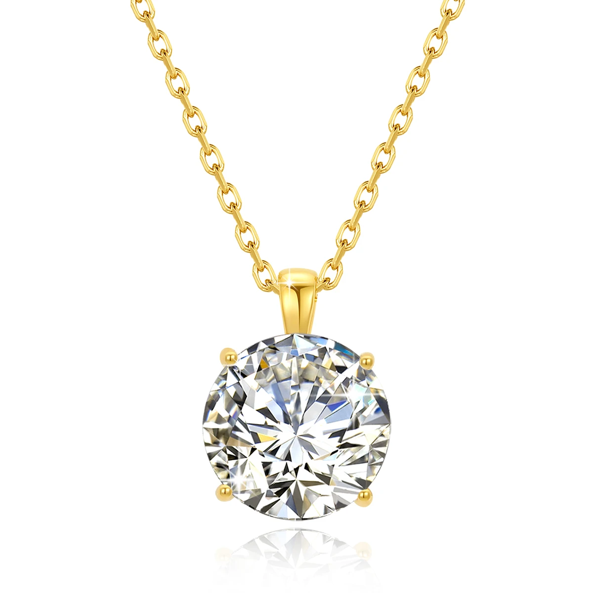 3CT Moissanite Necklaces Real 14K Gold for Women Round Cut Diamond Pendant Au585 Classic Jewelry for Engagement Party