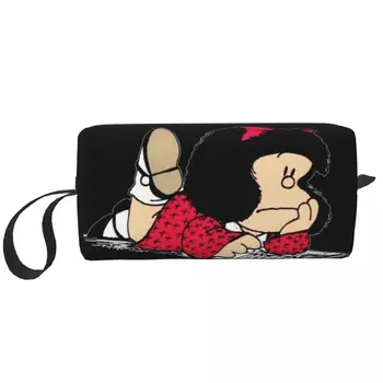 Borsa da toilette da viaggio personalizzata Mafalda per donna Argentine Quino Comic Makeup Organizer cosmetico Borse portaoggetti di bellezza Custodia per kit Dopp