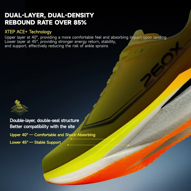 XTEP 260X 3.0 Carbon‑Plated Running Shoes Lightweight Marathon Racing Sneakers for Men Shock‑Absorbing Breathable 974419110048