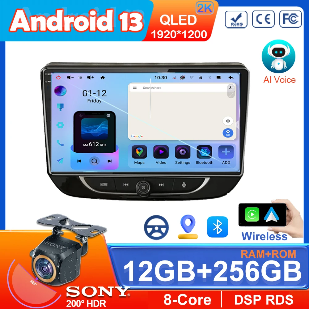 

Carplay No 2DIN Screen Android 13 FOR Chevrolet Onix 2020 + Multimedia Car Player GPS Auto Radio Stereo Unit Navigation DVD 5G