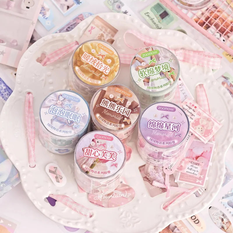 5*200cm Korean Style Washi Tape Set - 1 Roll Cute Decorative Tapes for Journaling & Scrapbooking view 4