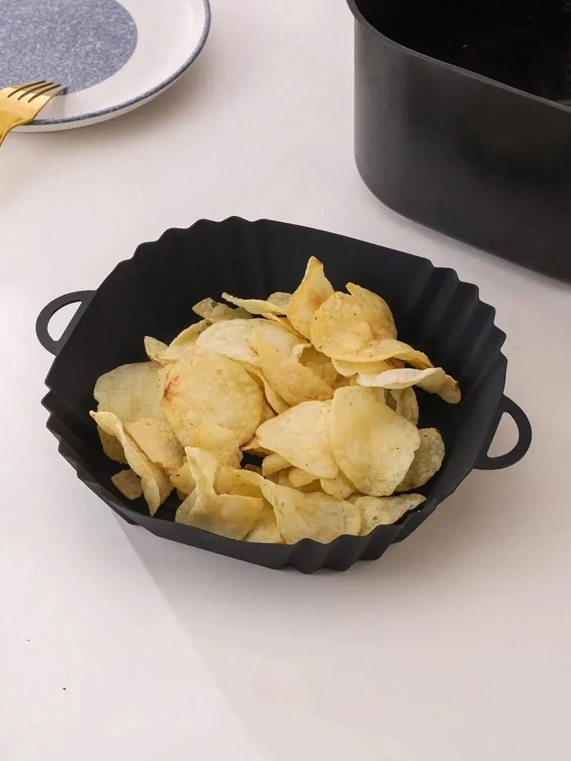 Doublures de friteuse à Air en Silicone, plateau carré réutilisable avec poignée, moule de four, accessoires de cuisson pour cuisine, poulet, Pizza, pain, 1 pièce