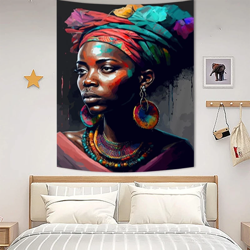 

Tapries African Woman Bedroom Decoration Wall Tapestry Aesthetic Tapestries Room Decor Luxury Decors Home Fabric Hanging the Art