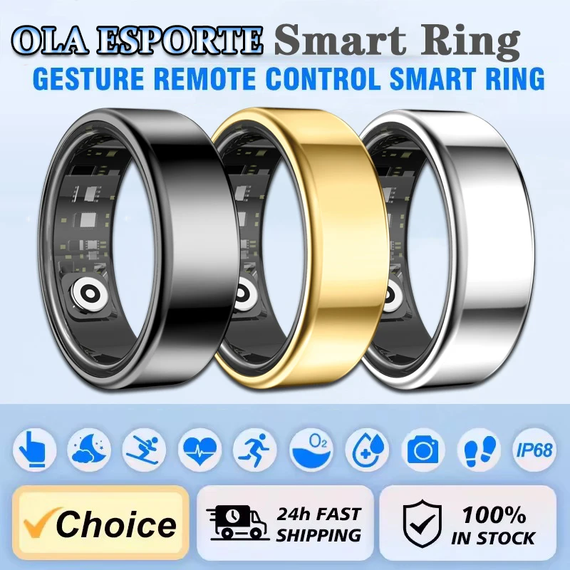 

New Video Control GPS Motion SmartRing Men Women Heart Rate&Blood Oxygen Monitor Smartring IP68&5ATM Waterproof Multi-sport Mode