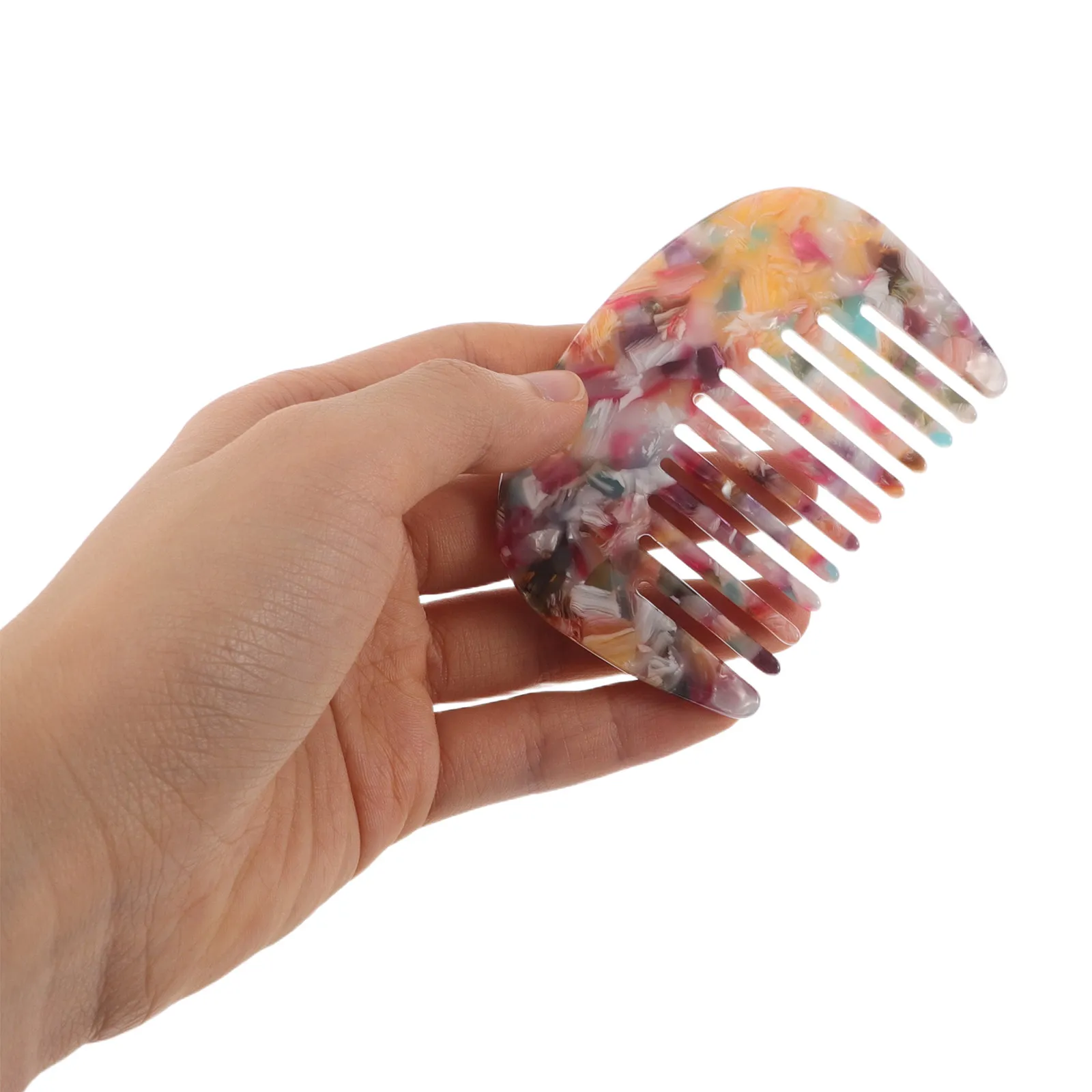 2Pcs Portable Mini French Hair Comb Anti-Static Acetic Acid Wide Tooth Comb for Travel Purse Pocket Curly Wavy Straight Hair
