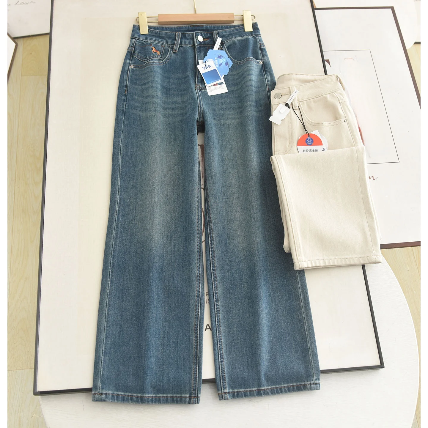 

Slimming Straight Leg Jeans High Waist Four Way Stretch Cigarette Pants Lengthening Effect Versatile High Waist Jeans