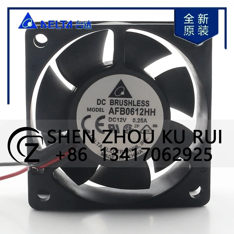 

Delta 5V 24V 48V DC 12V 0.25A AC EC 6025 60x60x25MM 6CM Two-wire CPU Chassis Power Supply Large air Volume AFB0612HH Cooling Fan