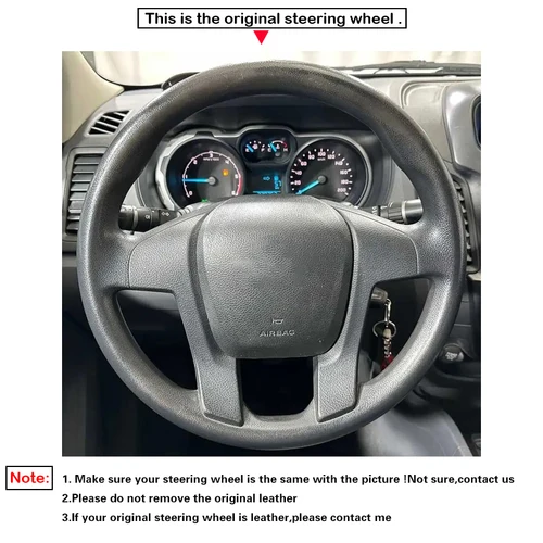 Imagen 2 del producto Protector para volante de coche, suave, antideslizante, cosido a mano, de piel sintética negra, trenzado, para Ford Ranger T6 2011 2012 2013 2014 2015 2016