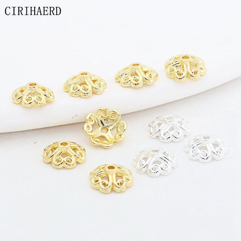 

Wholesale Flower Beads Caps Silver/14K Gold Plated Brass Bead Cap For DIY Beaded Necklace Jewelry Making Supplies Spacer Caps