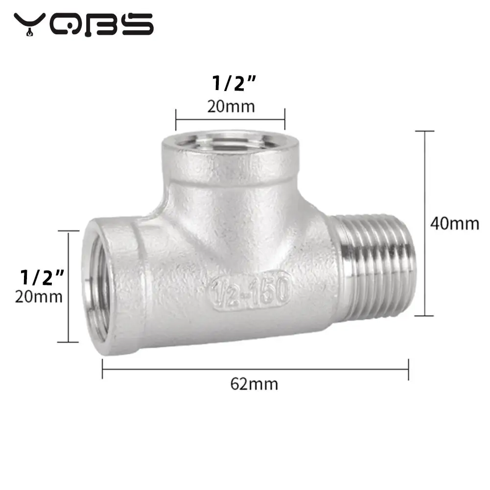 ชายหญิง3 Way ประเภท Tee T 304สแตนเลสท่อข้อต่อ1/4 "1/2" 3/4 "1" 1-1 1/4 "1-1/2" BSP