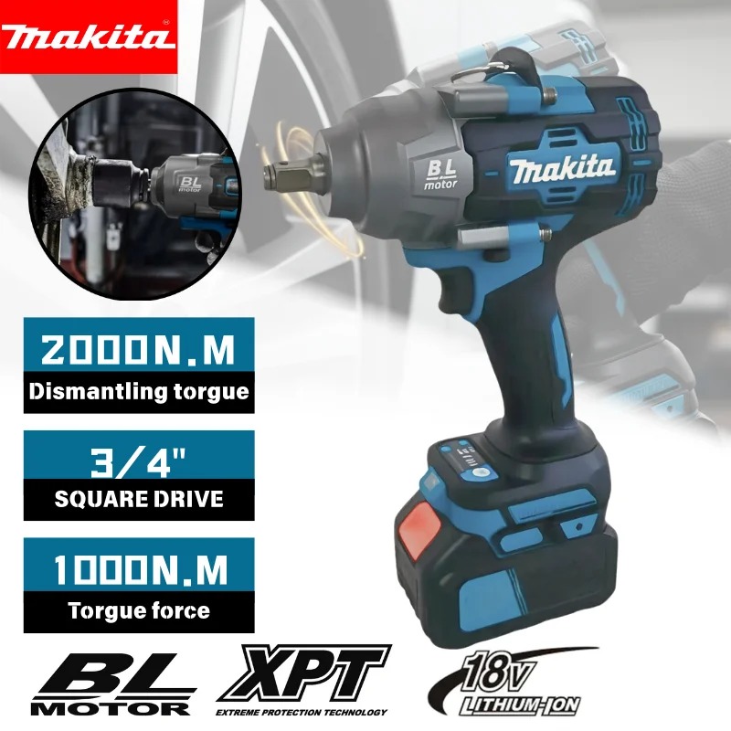 

Makita Brushless 2000Nm High Torque Air Cannon Car Tire Repair Removal Wrench 18V Power Tool Applicable Makita Battery Home DIY