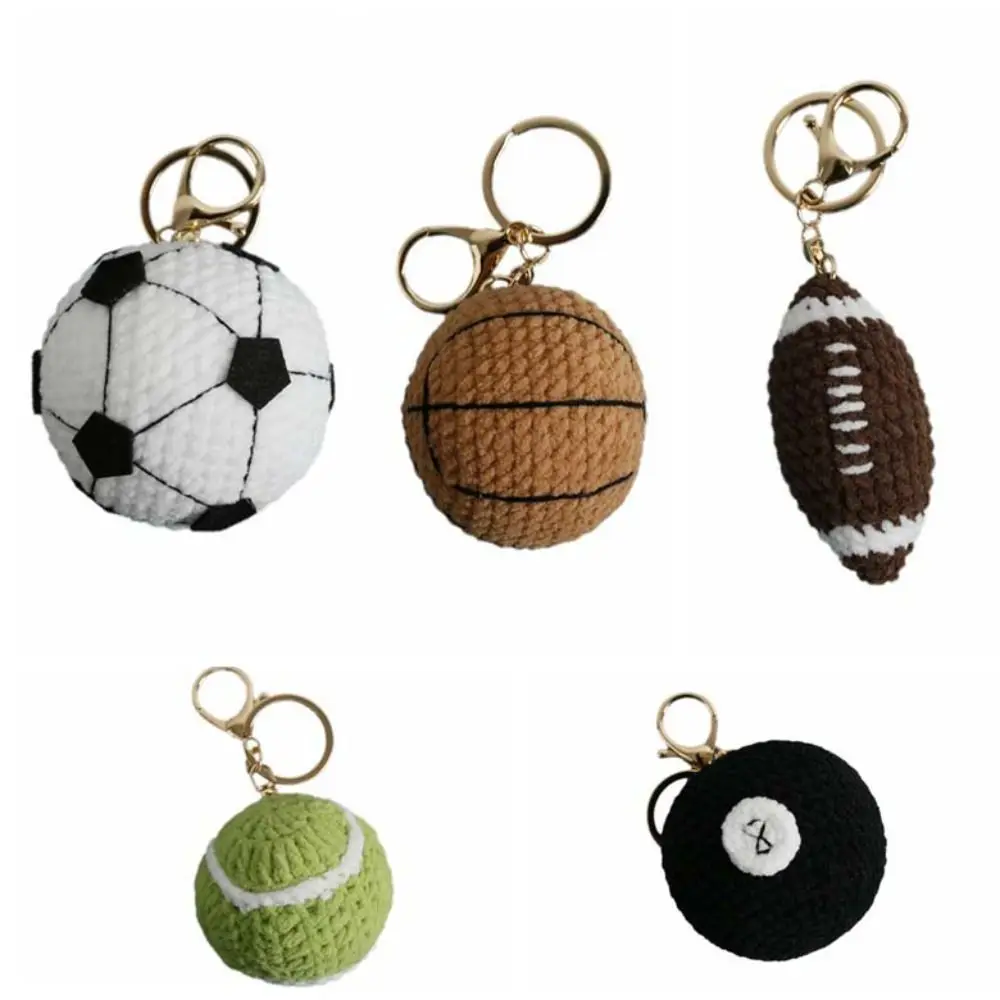 Tennis Baseball Crochet Soccer Keyrings Billiards Rugby Football Knitting Basketball Keychain Cute Handmaking