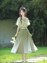 2024 summer new fresh retro gentle literature art hanfu daily improved chinese han style modern hanfu temperament zen tea dress