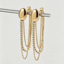 ENFASHION Simple Stainless Steel Gold Color Drop Earrings Multi-Zircon Pendientes Mujer Earring Fashion Jewelry Party E221352