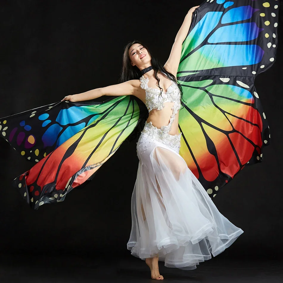 Butterfly Wings For Adult Women Rainbow Alas Wings Costume Belly Dance Accessories