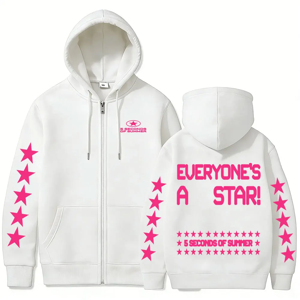

5 Seconds of Summer T-shirt Everyone's A Star Merch 2026 Zipper Hoodies Men Women Hip Hop Gothic Punk Rock Zip Up Jackets Coats