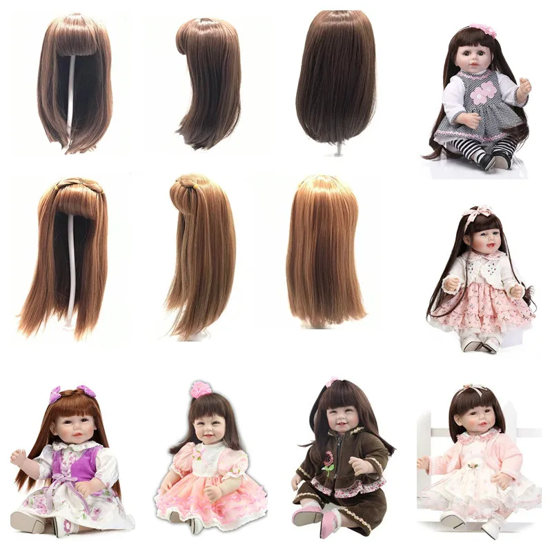 Silicone Reborn Doll Long Hair Wig Fits For Doll Head Circumference 32cm To 36cm Reborn Toddler Doll BJD Dolls Hair Wig