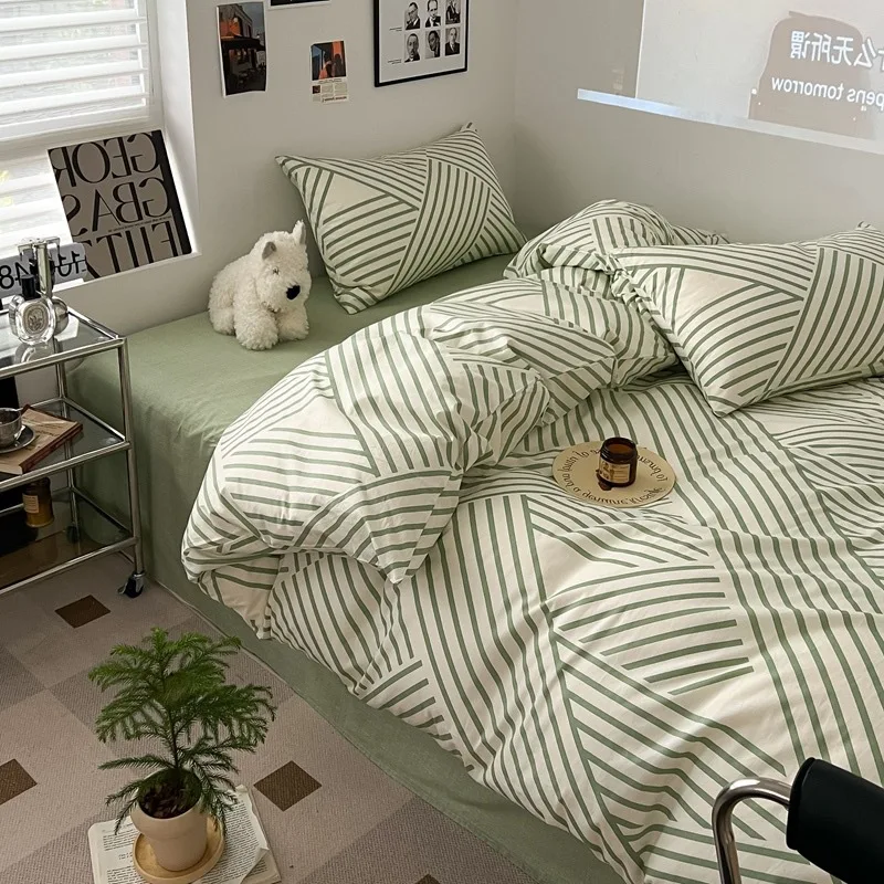 

Комплекты постельного белья из 100% хлопка с геометрическим узором и принтом, супермягкое прочное постельное белье для взрослых, комплект одеял для домашних школ