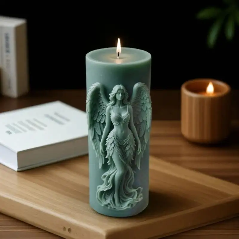

Scented Candle Mold Silicone Angel Wings Goddess DIY Prayer Angel Sculpture Mould for Home Meditation Candle Making