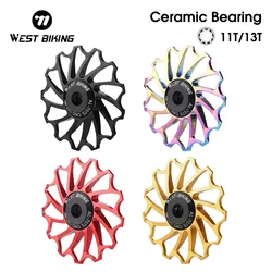 WEST BIKING MTB Rear Derailleur CNC Pulley Wheel 11T 13T Ceramic Bearing Lightweight Road Bike Rear Shifter Switch Rollers