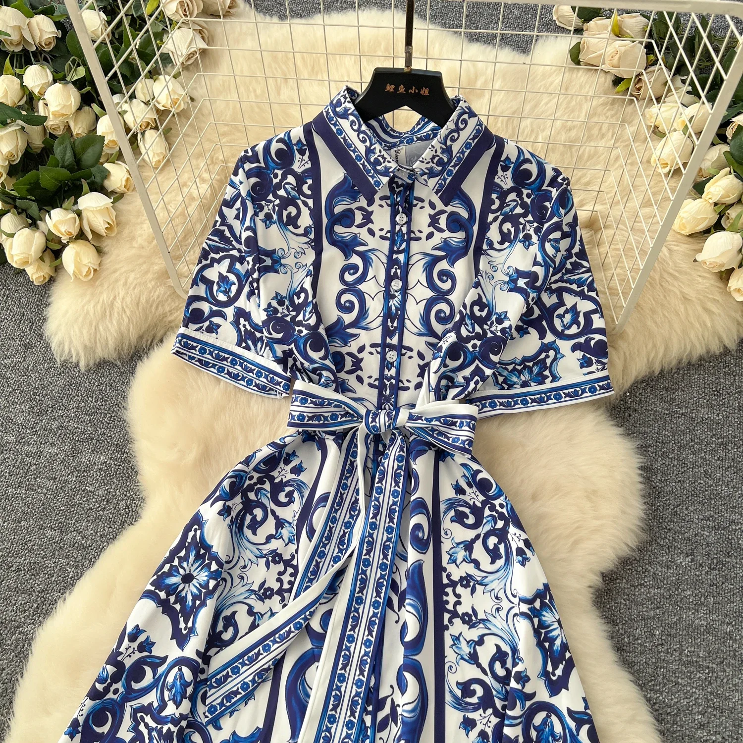 Spring Summer Elegant Long Flared Paisley Dress for Women Floral Belted Runway Luxury Female Party Dresses Ruched Palace New In