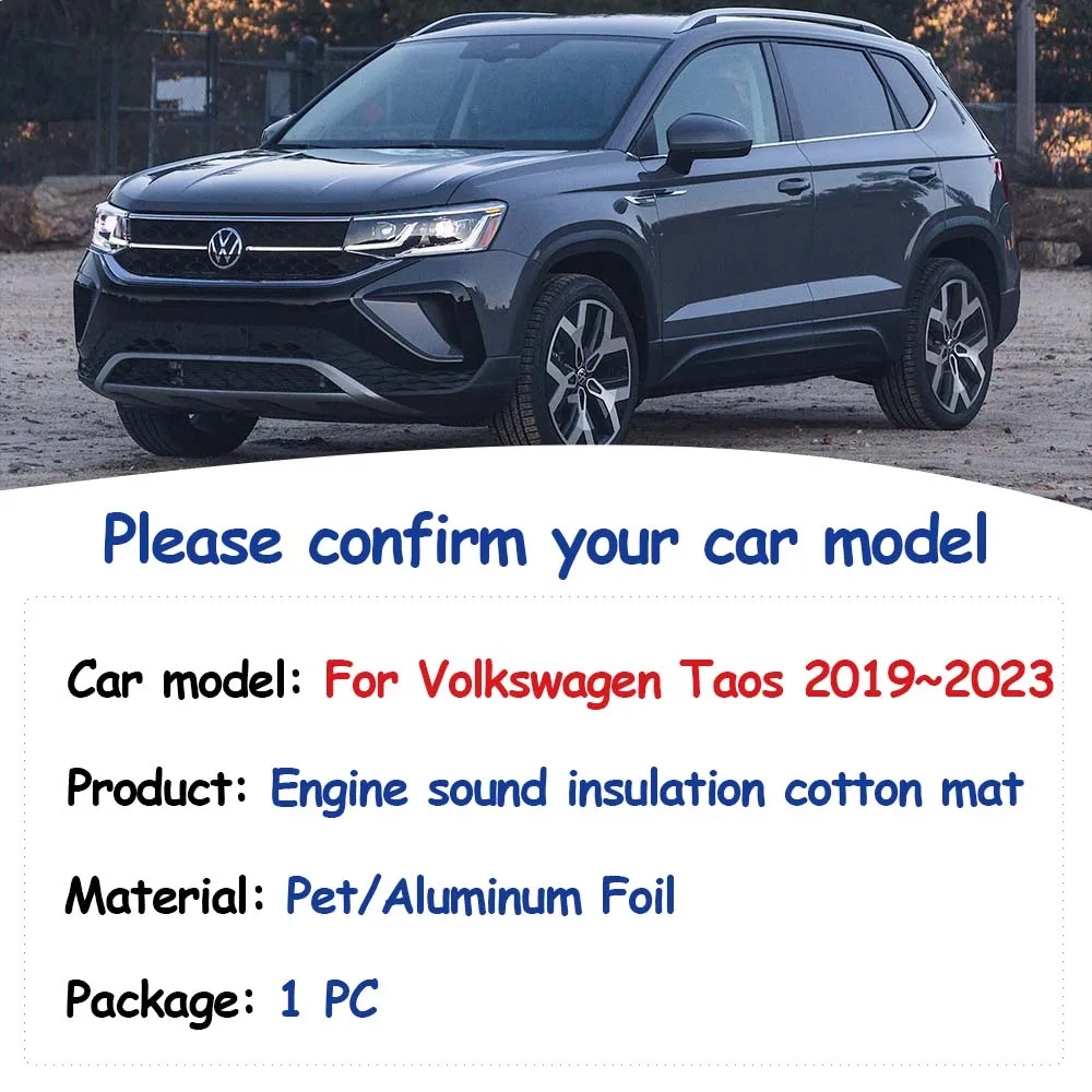 For Volkswagen VW Taos Tharu 2019~2023 Front Engine Sound Hood Pad Soundproof Covers Heat Insulation Cotton Interior Accessories