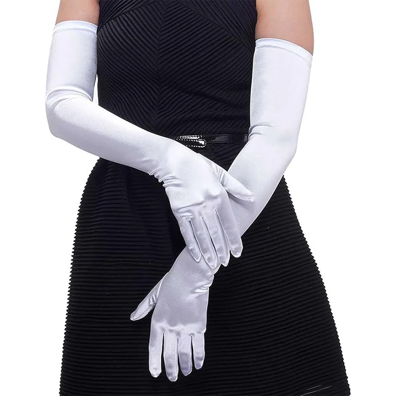 Wedding Party gloves Bridal dress White Halloween Christmas Opera Ball Party etiquette elbow long gloves