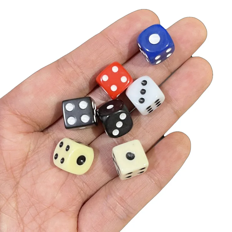 Rompecabezas de dados de punta cuadrada acrílica, accesorio para juegos de 6 caras, cubo blanco y negro, 100 piezas, 10mm