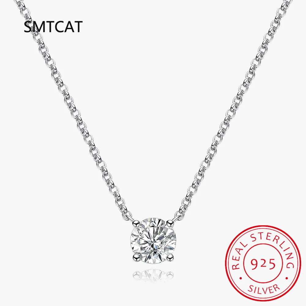 Real 1 Carat D Color Moissanite Pendant Necklace 100% 925 Sterling Silver Sparkling Engagement Wedding Party Fine Jewelry